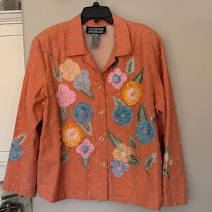 Indian Moon Women's Vibrant Orange Floral Blazer